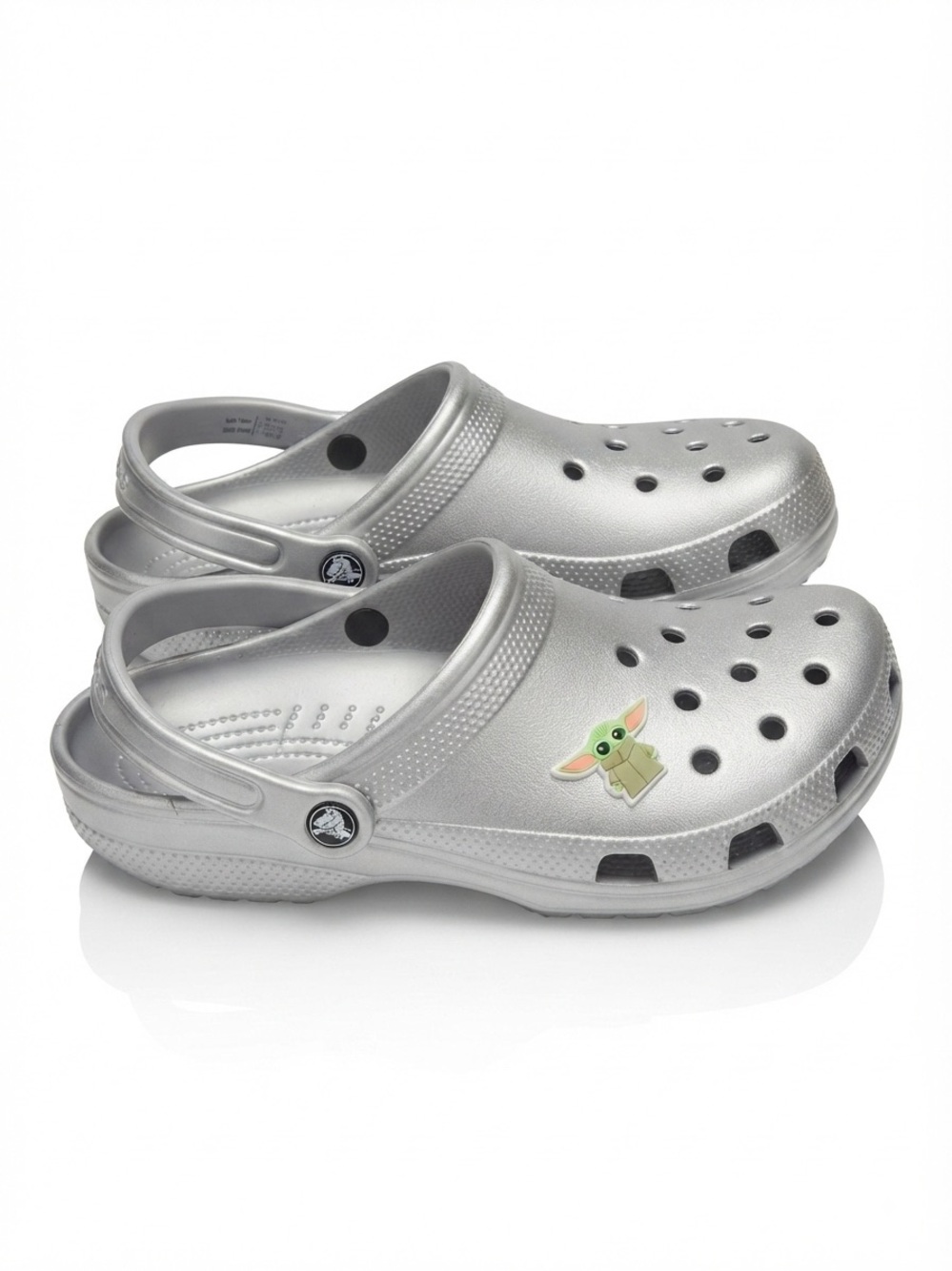 Star Wars Mandalorian Metallic Silver Baby Yoda Crocs | Men’s 9 Womens 11 NWOT